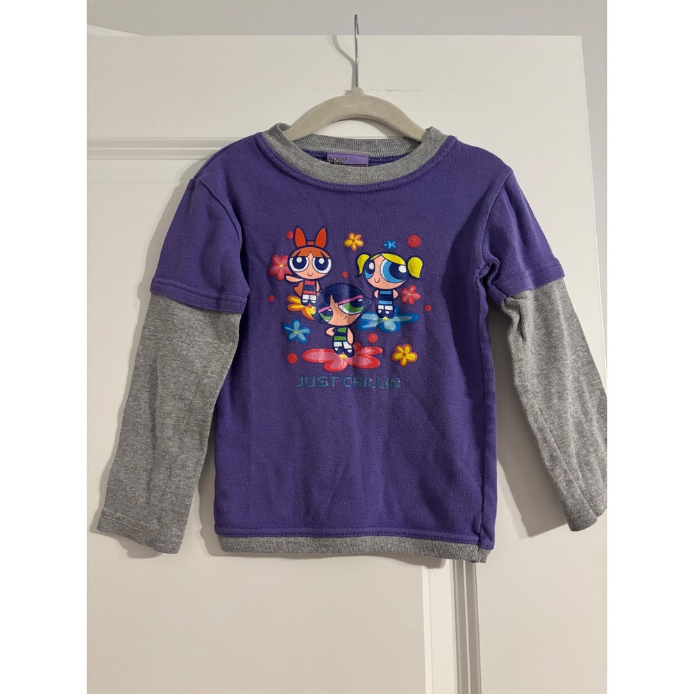 Cartoon Network Powerpuff Girls Kids 4/5 Purple Excellent 2001 Vintage Shirt